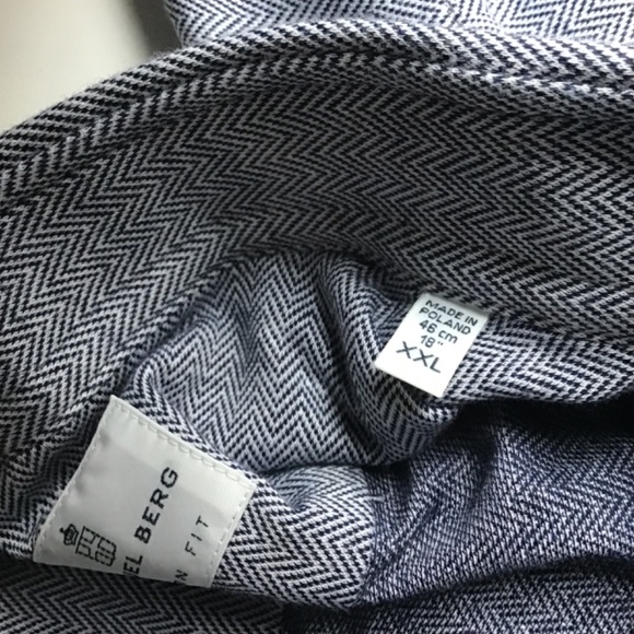 Emanuel Berg gray herringbone jersey cotton shirt Sz 18~46 made in Poland 🇵🇱 - Picture 3 of 10